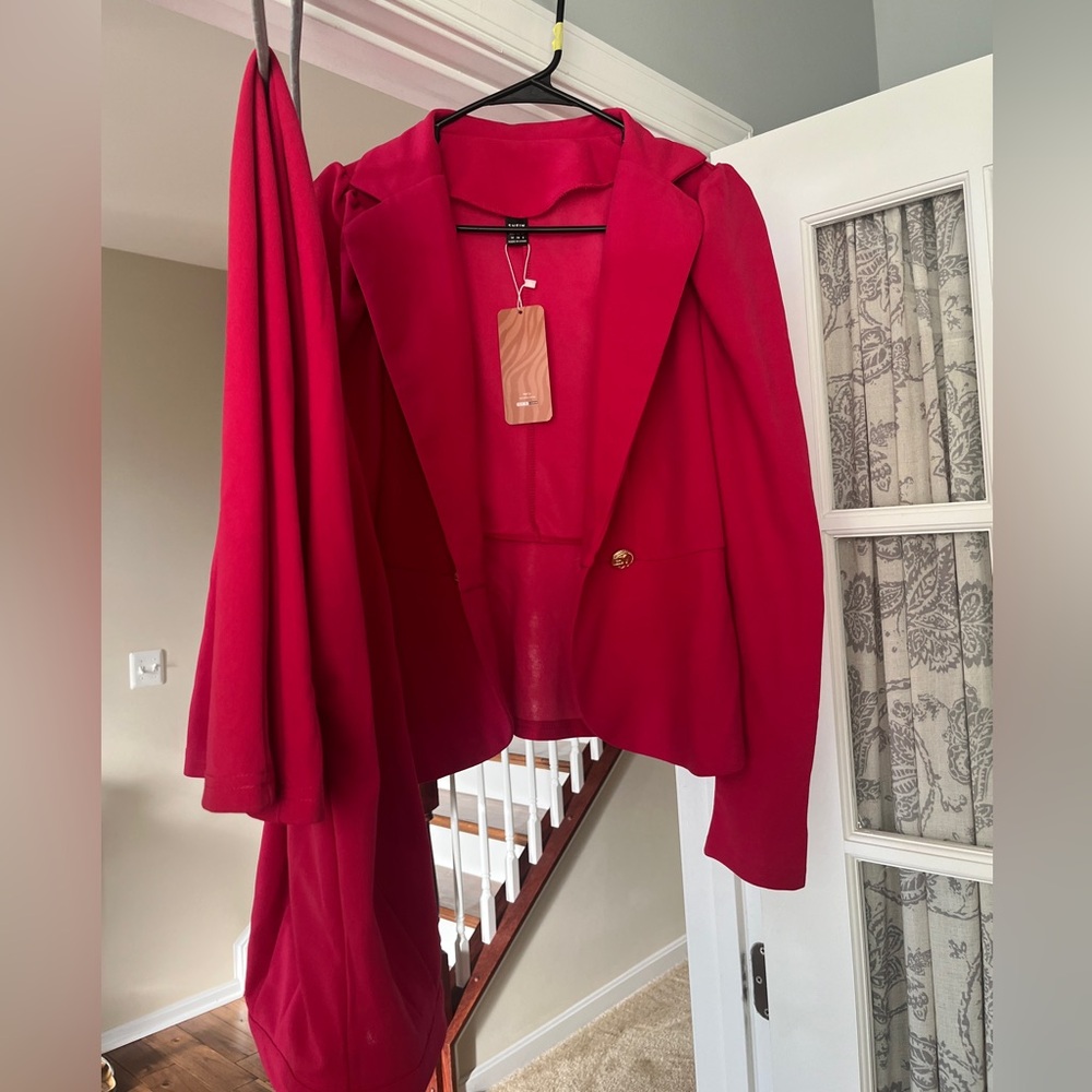 Pink Puff Sleeves Pink Suit